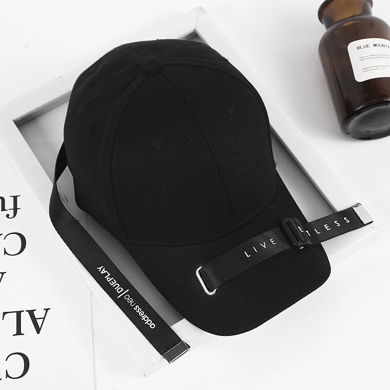 Black RoxCober Модные мужские wo мужские с длинным ремешком козырьки Хлопковые бейсболки Snapback кепки регулируемые хип хоп шапки унисекс - Цвет: Black