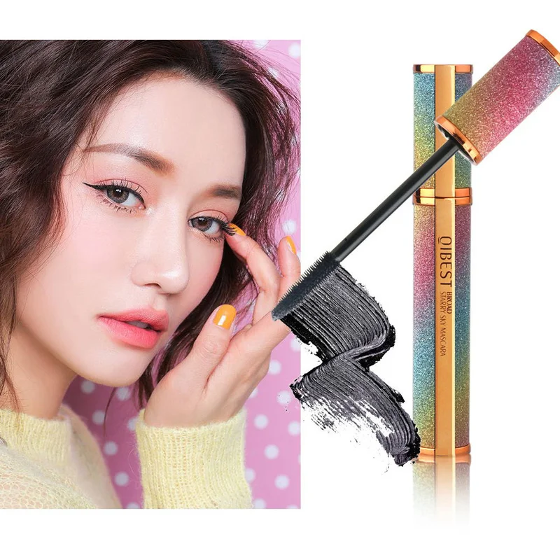 Звездное Sky4D шелковое волокно ресниц тушь для ресниц Крем Romatpretty водонепроницаемый длительный QIBEST завиток черный толстый наращивание ресниц TSLM1