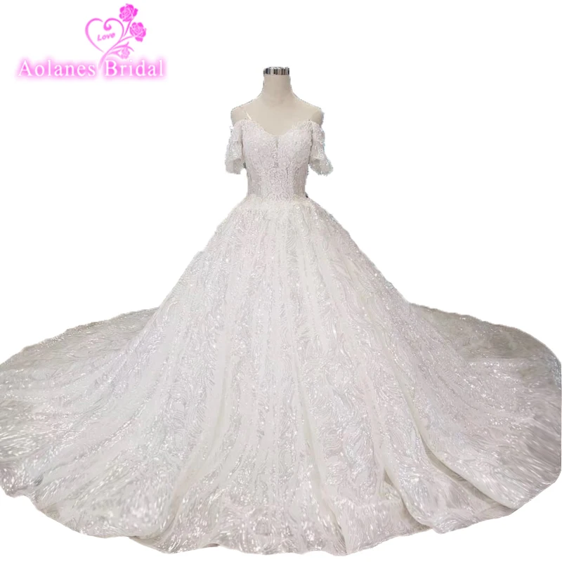 Vestido De Noiva Off The Shoulder Lace Ball Gown Bridal Wedding Dresses 2019 Sequins Embroidery Beaded Vintage Gowns | Свадьбы и