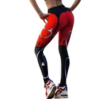 Новые сексуальные леггинсы с принтом сердца, женские красные, черные Лоскутные Спортивные штаны с принтом, женские леггинсы для фитнеса, Горячие Штаны Для Йоги