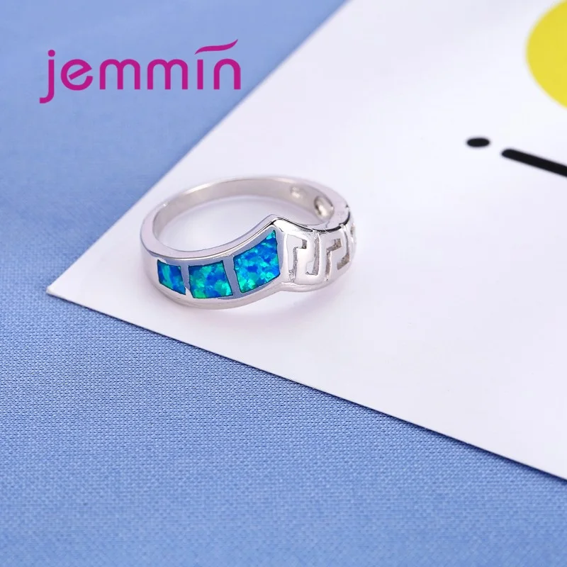 Кольцо из серебра 925 пробы с голубым огненным опалом | Украшения и аксессуары