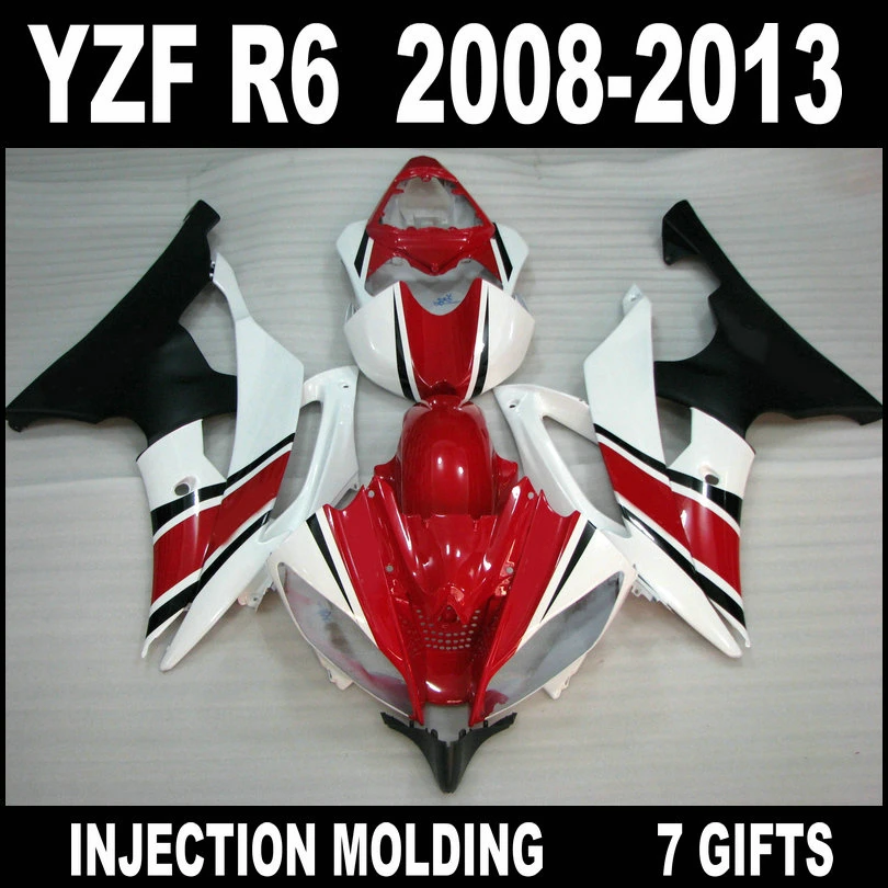 7 подарков Обтекатели для YAMAHA R6 2008 2009 - 2013 08 09 10 11 12 13 красный белый плоский черный YZF
