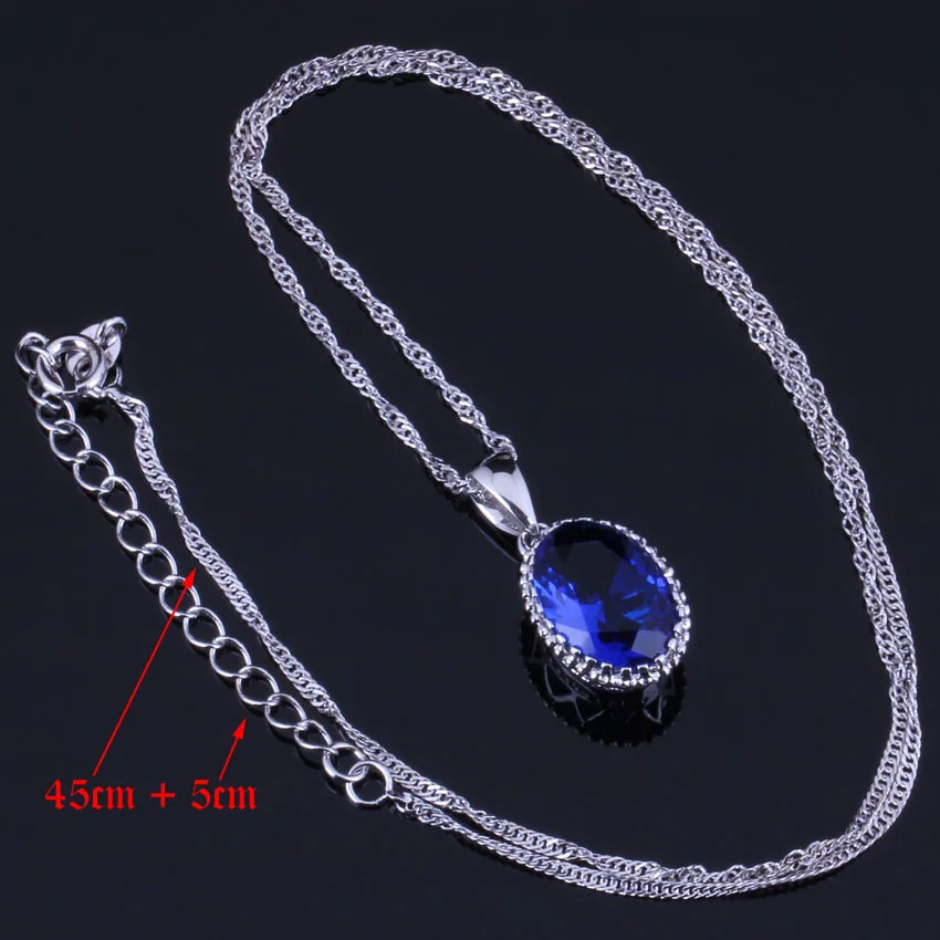 Великолепный Большой овальный синий кубический цирконий Посеребренные