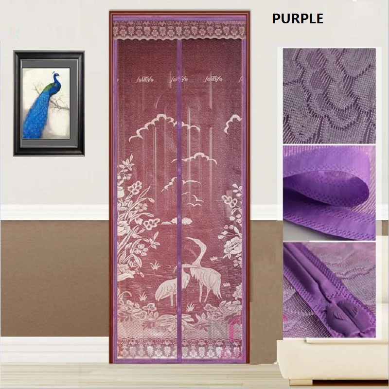 PURPLE Лето Москитная Магнитная мягкая дверь занавес анти-москитная сетка экран насекомое муха ошибка Москитная сетка Волшебный экран на дверь - Цвет: PURPLE