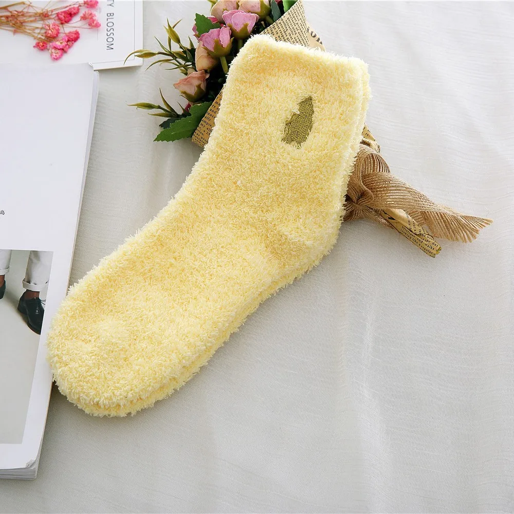 yellow bear PEONFLY вышивка кошка утолщение женщин хлопка Утепленная одежда сна Смешные Милые носки чулочно-носочные изделия зима kawaii 5 пар/лот осень зима - Цвет: yellow bear