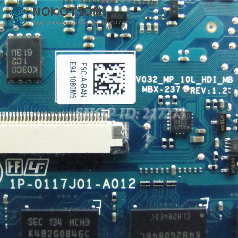 NOKOTION MBX-237 1P-0117J01-A012 материнская плата для sony VPCSB основная плата 13 дюймов I5-2430M cpu 4 Гб ram HD6470M 512 MB