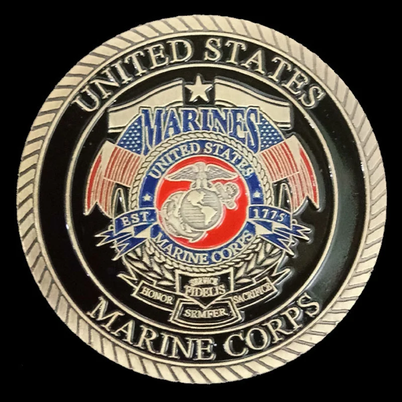 Изысканная старинная бронзовая монета US морской корпус памятная Морская собака