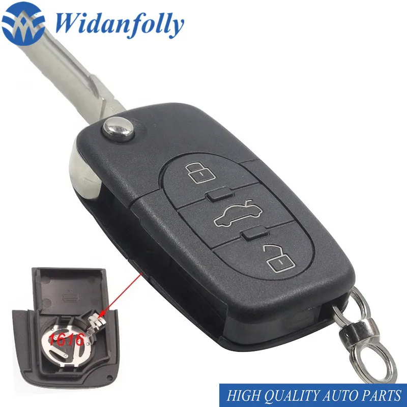 Widanfolly 3 button Folding Flip Remote Key Shell CR1616 Battery Holder HU66 Blade For TT A2 A4 A6 A8 RS4 | Автомобили и