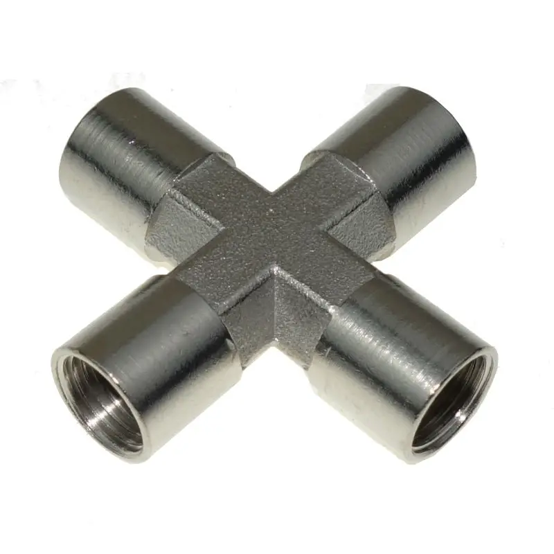 Латунный никелированный фитинг для труб Женский крестообразный соединитель 1/8