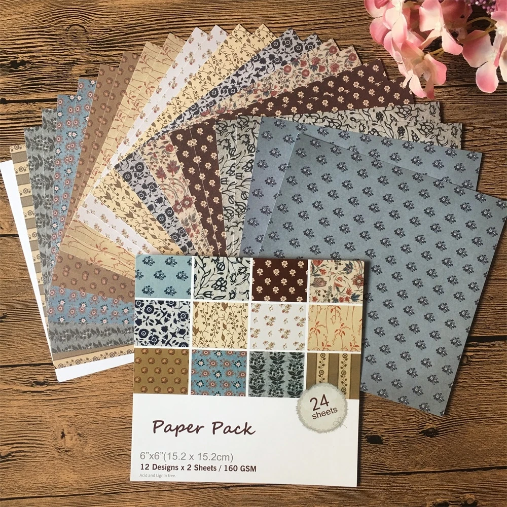 Бумажный пакет для скрапбукинга сделай сам 24 шт./компл. 15*15 см с рисунком цветов
