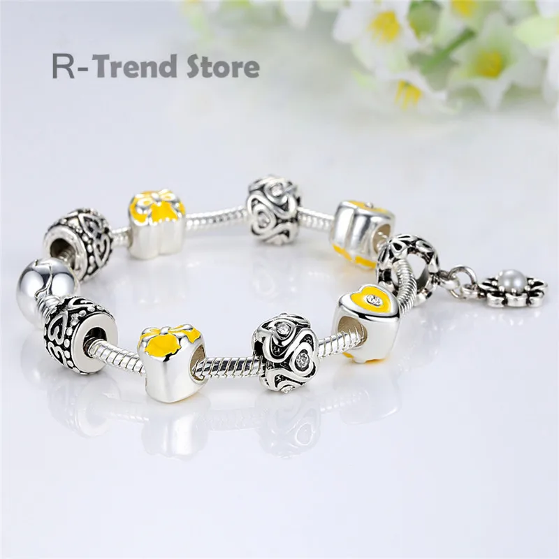 Цветок Для женщин Шарм браслет тибетские серебряные Бусины Браслеты DIY ювелирные