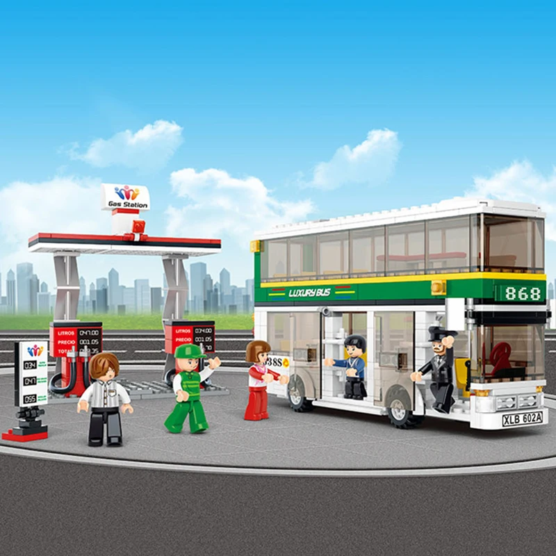 403pcs Children's educational building blocks toy Compatible Legoingly city double decker bus figures Bricks birthday gifts | Игрушки и