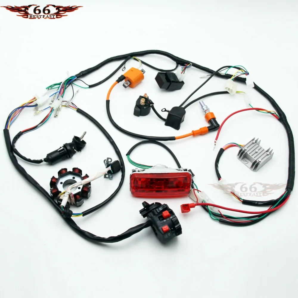Полная электрика для 4-тактного квадроцикла ATV QUAD Buggy Gokart 150 200 250 300CC проводка CDI 8 катушек статор задний фонарь Zongshen Lifan on.