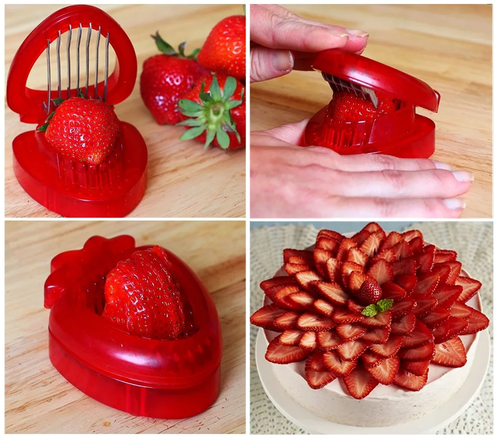 1 шт. резак для красной клубники пластиковые инструменты резьбы фруктов салатов