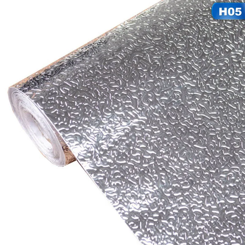 A 40cm x 10m Горячая самоклеющаяся анти-масляная клейкая настенная бумага для кухонного шкафа, алюминиевая пленка, масляная наклейка, водостойкая Наклейка на стену - Цвет: A 40cm x 10m
