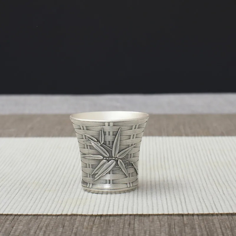 Стакан для вина из чистого серебра 999 пробы ручной работы бамбука домашняя