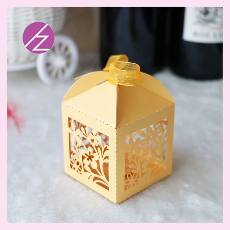 

100pcs/lot Exquisite Laser Cut Small Flora Pattern Wedding Favor Box Chic Wedding Decoration Box Birthday Party Decor