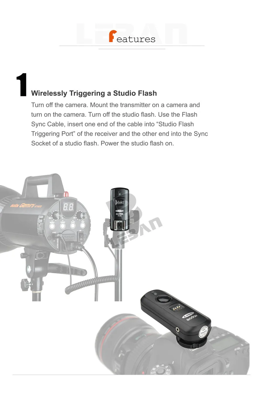 Godox 16 каналов Fc-16 Studio 2,4 ГГц дистанционный беспроводной триггер вспышки с дистанционным затвором для камеры Canon EOS