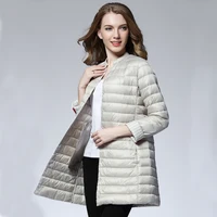 woman spring padded warm coat ultra light duck down jacket long female overcoat slim solid jackets winter coat portable parkas
