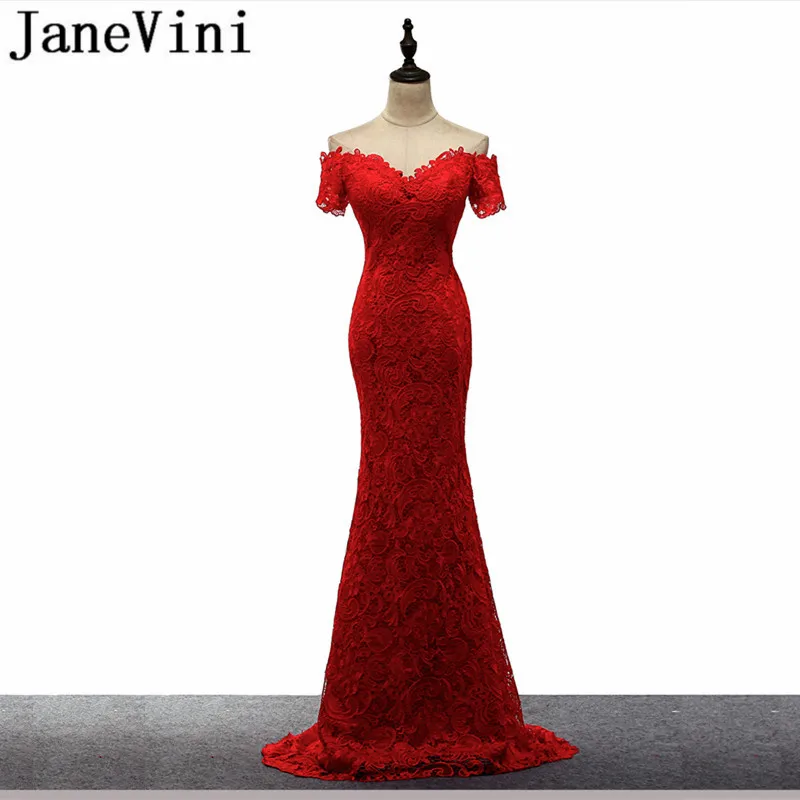 JaneVini 2018 кружевные длинные платья подружки невесты с рукавами платье-Русалка