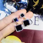 Женские квадратные серьги геометрической формы, серьги золотого цвета с кристаллами, 2019