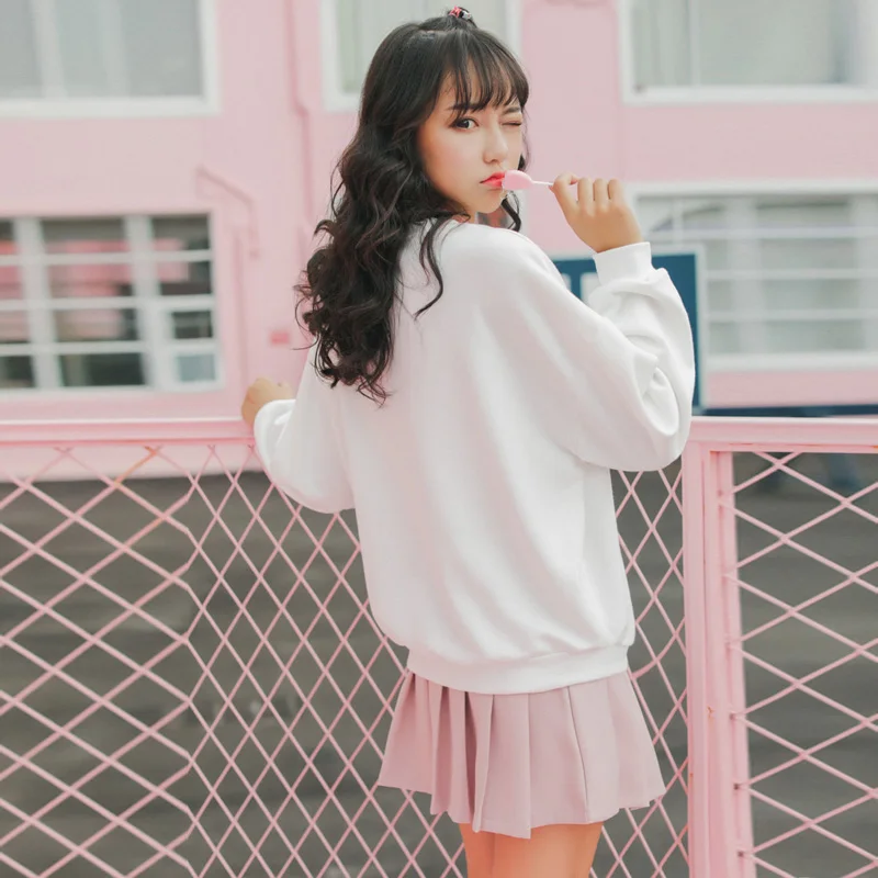 Новинка 2018 женские толстовки Harajuku плиссированные с круглым вырезом свободные