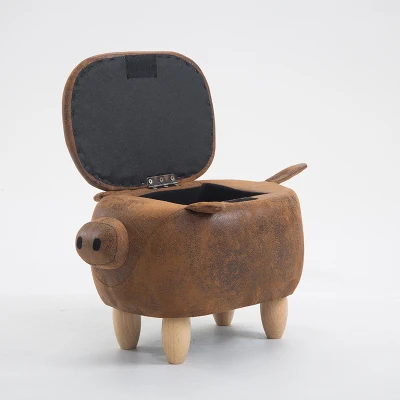 brown pig W storage Креативные твердые деревянные табуреты для ног прекрасная обувь с изображением свинки табурет для хранения диванов - Цвет: brown pig W storage