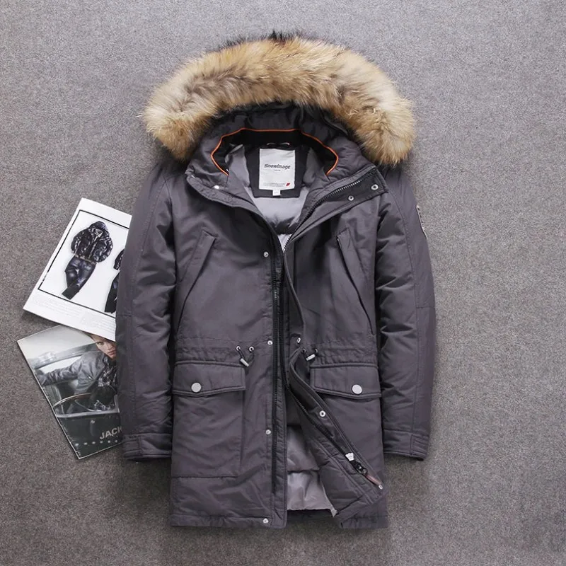 dark gray 4488 Зимний пуховик для мужчин, европейский и американский воротник, утиный пух, куртка, минус 40 градусов, теплое пальто, размер 48-56, S501 - Цвет: dark gray 4488