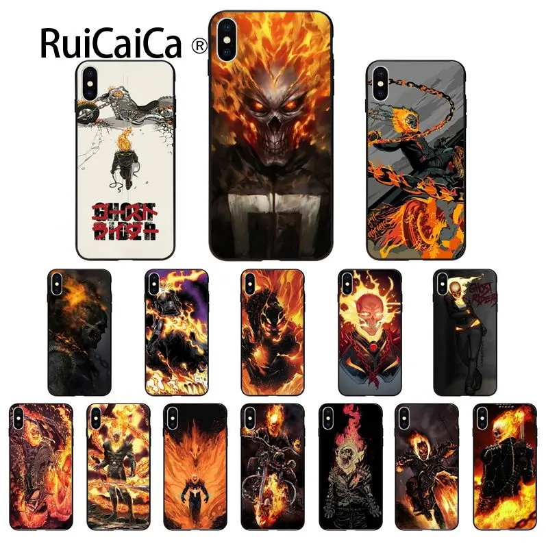 Ruicaica Marvel Ghost Rider DIY Окрашенные красивые аксессуары для телефонов Чехол iPhone 5 5Sx 6 7plus