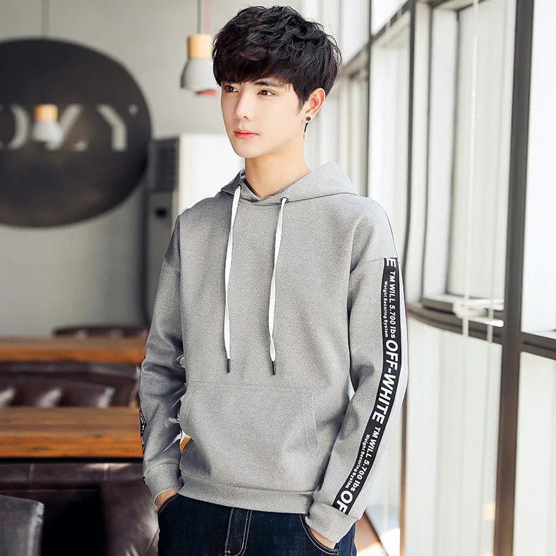 2018 осенний пуловер Мужской с длинным рукавом буквенным принтом модный Досуг v