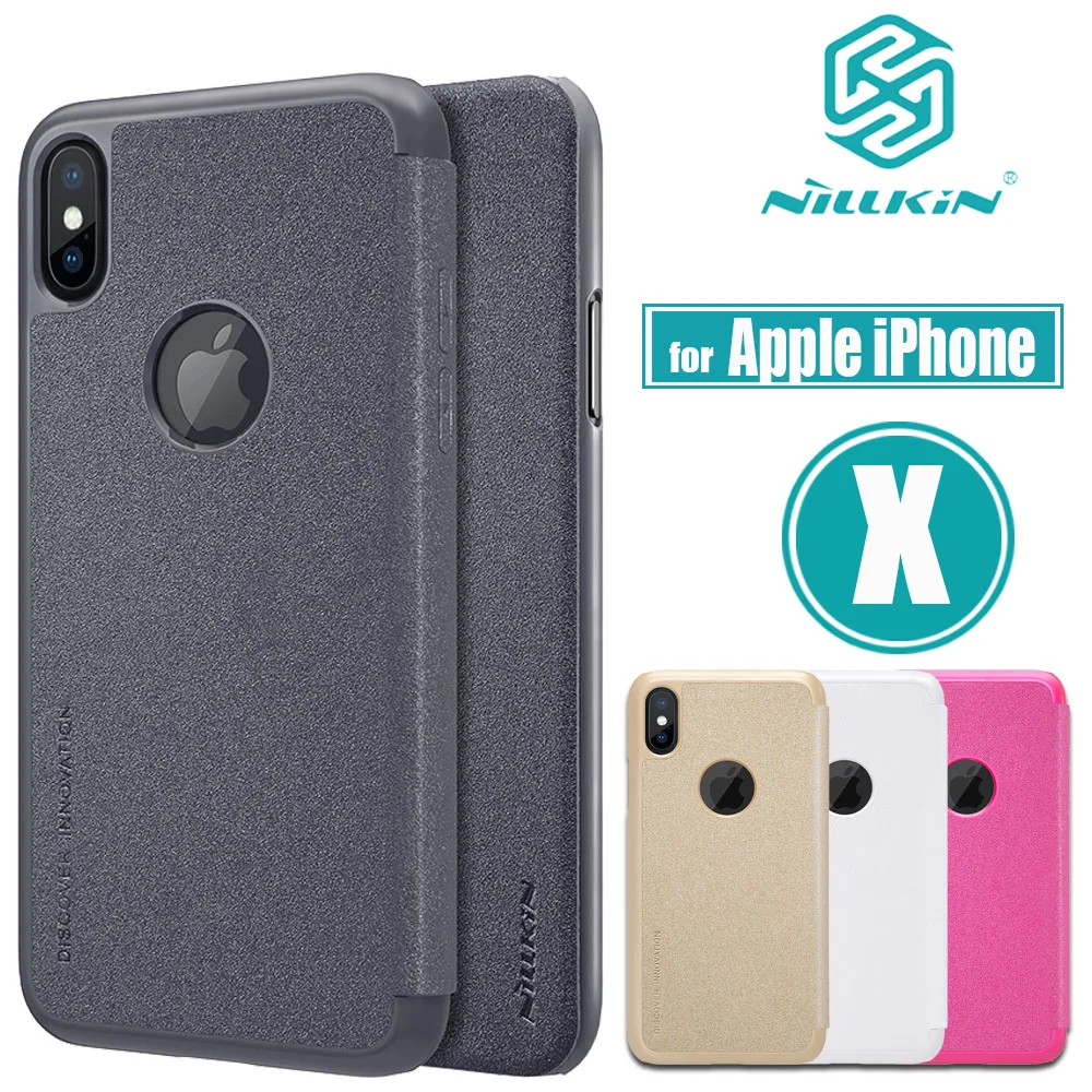 Nilkin для iPhone X чехол Nillkin супер тонкий Пластик Флип кожаный Смартфон сумка назад