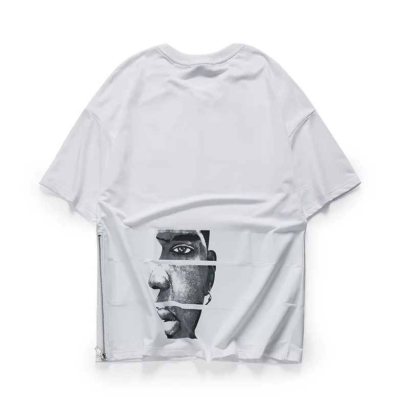 Летний новый Полосатый Молния Футболка Мужчины Классический Рэп Ярусного