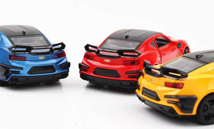 Мини-модели авто, 1:32 Масштаб, Chevrolet Camaro, сплав, автомобильные игрушки для детей, литье под давлением, игрушечный автомобиль, оттягивающийся звуковой светильник