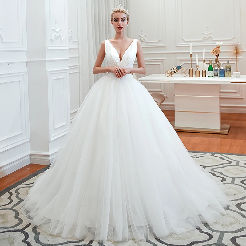 Глубокий v-образный вырез пляжное свадебное платье в стиле бохо vestido De Noiva новые очаровательные кружевные свадебные платья с оборками robe de mariee