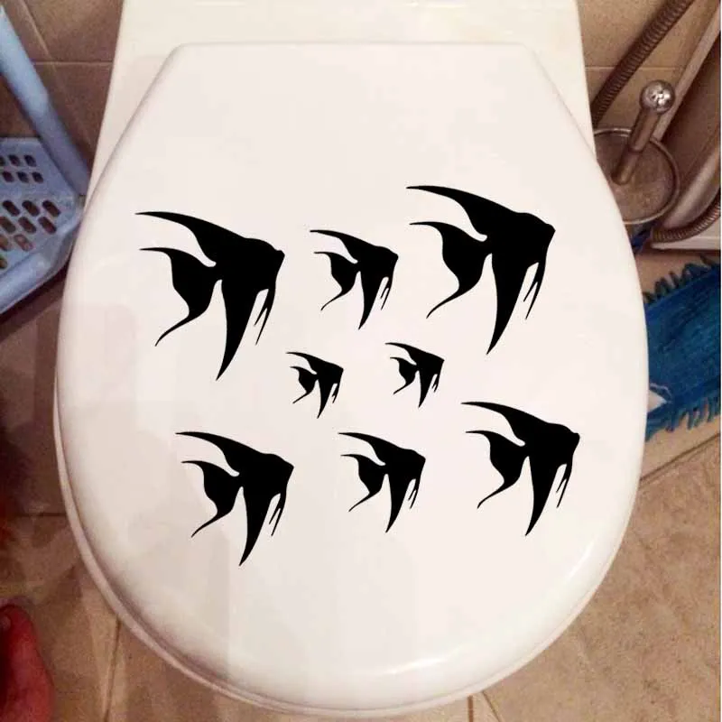 YOJA 24x22 см WC наклейки для унитаза рыбы Ванная комната океан морская море настенные