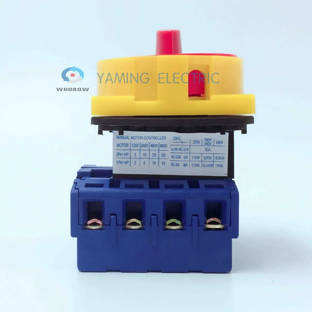 Выключатель изолятора нагрузки с панелью навесного замка 63 А 4 фазы 2-позиционный