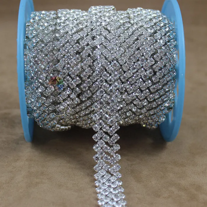 1Yard 15mm Sparkly Close set Czech clear crystal rhinestone chain Diamante Trim in Silver For DIY Browbands Wedding dress Making | Дом и сад
