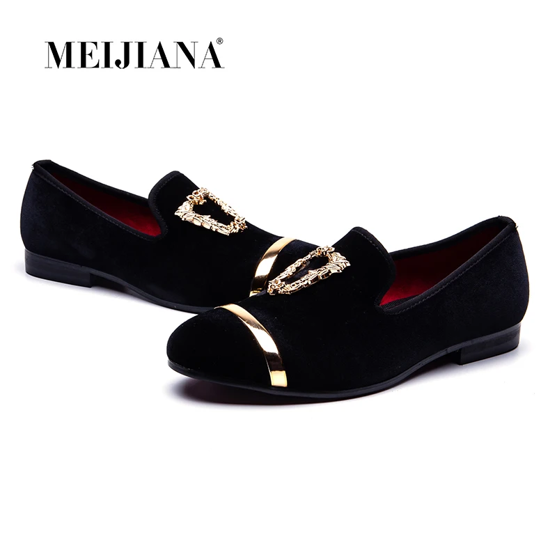 

MEIJIANA Loafers Men Velvet Shoes Black Designer Mens Smoking Slippers Male Wedding and Party Loafers Dress Shoes