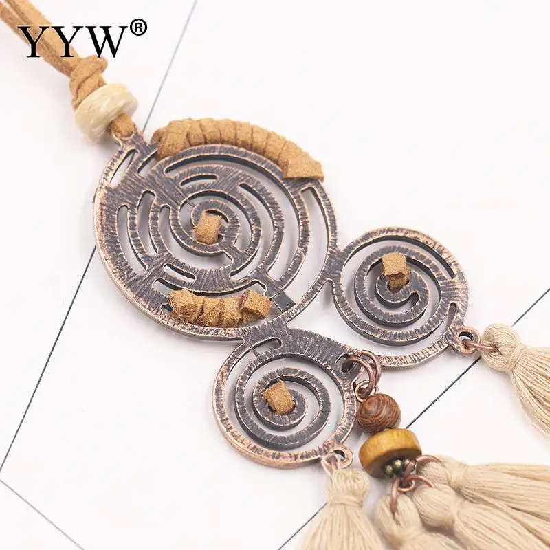 

YYW Women Charm Vintage Bohemian Ethnic Tassel Pendant Necklace Choker Long Leather Sweater Rope Clothing Jewelry Accessories
