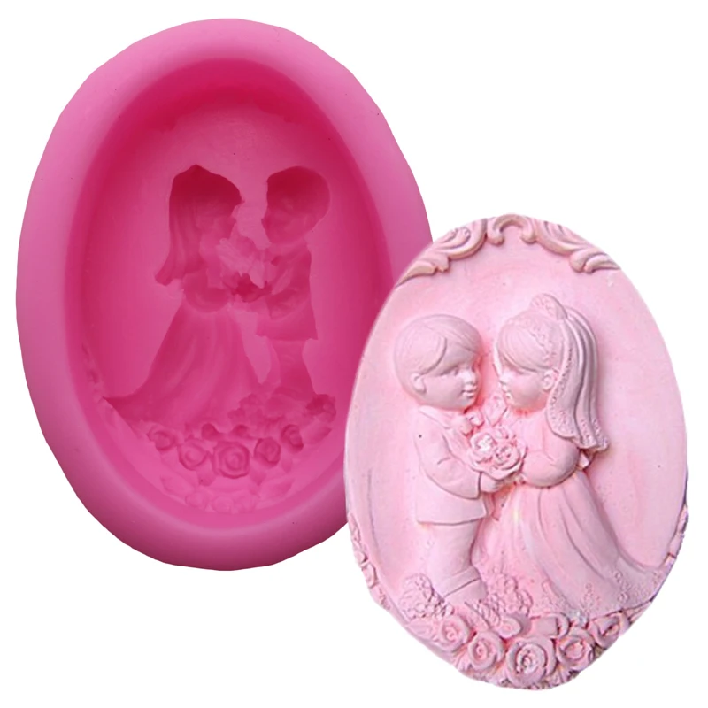 Свадебный торт в форме жениха и невесты 3d Силиконовая смола помадка розовый