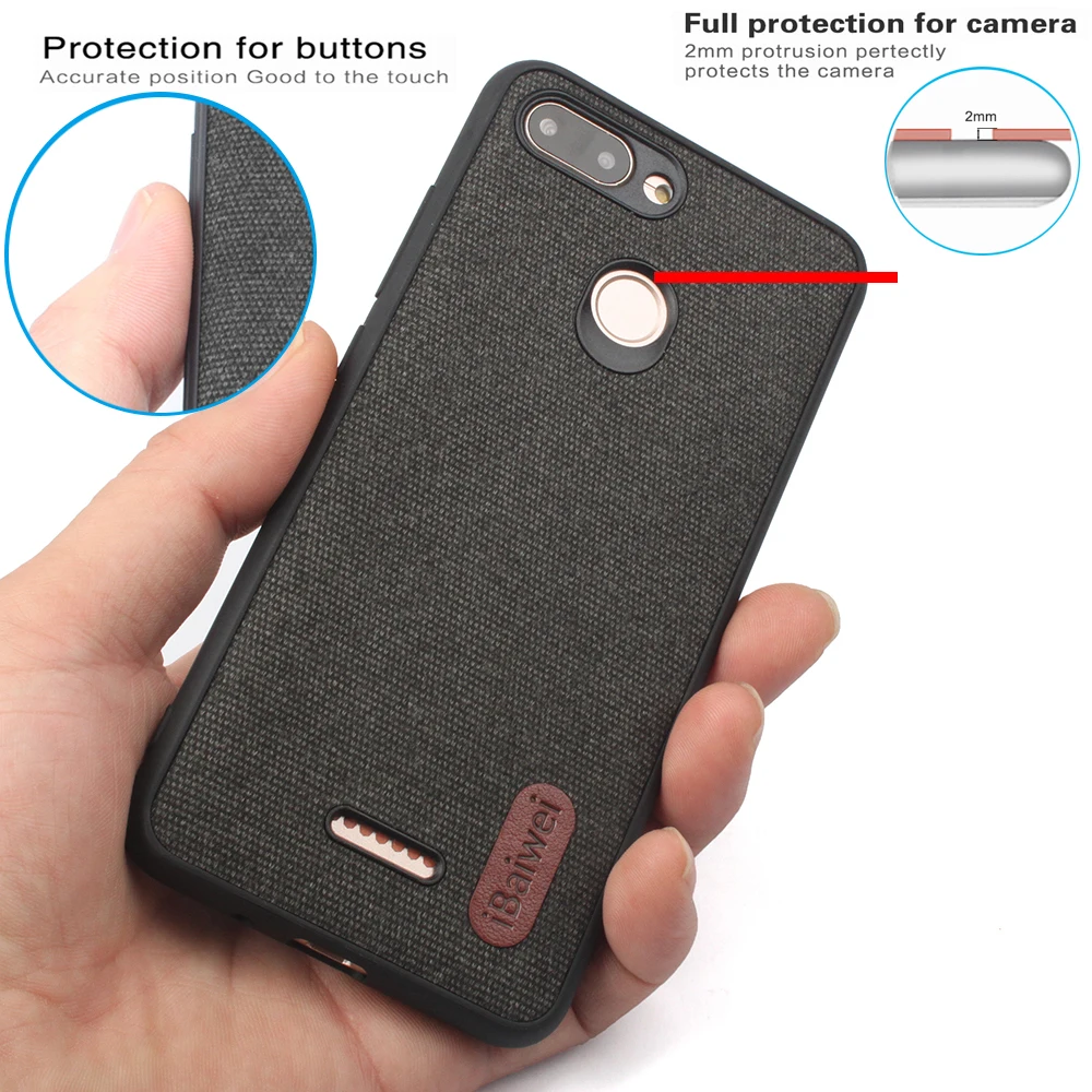 Stitching Fabric Case For Xiaomi Redmi 6 Global Silicone Soft Edge Shockproof Protective Cloth Phone Back |