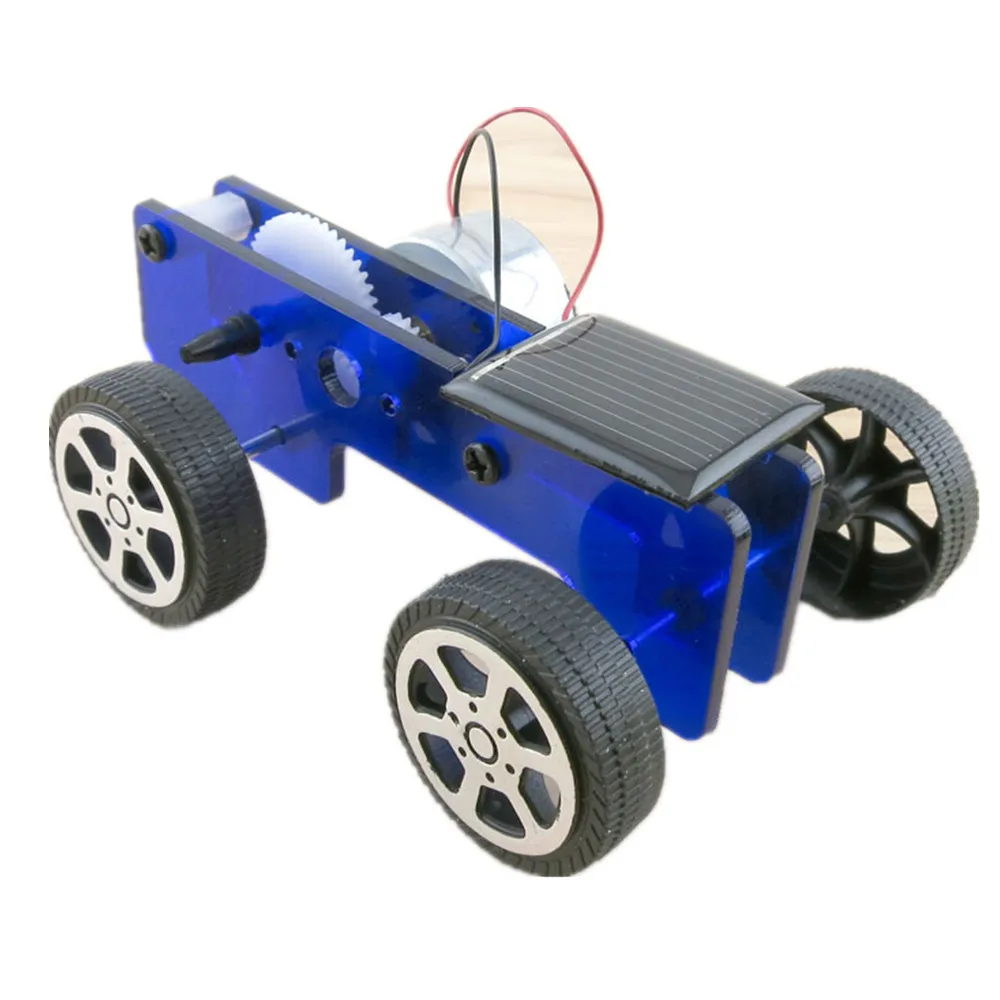 1 комплект мини-игрушка на солнечных батареях автомобиля DIY автомобильный комплект Детский обучающий гаджет хобби Забавный гаджет солнечные игрушки для детей подарок - Цвет: Blue