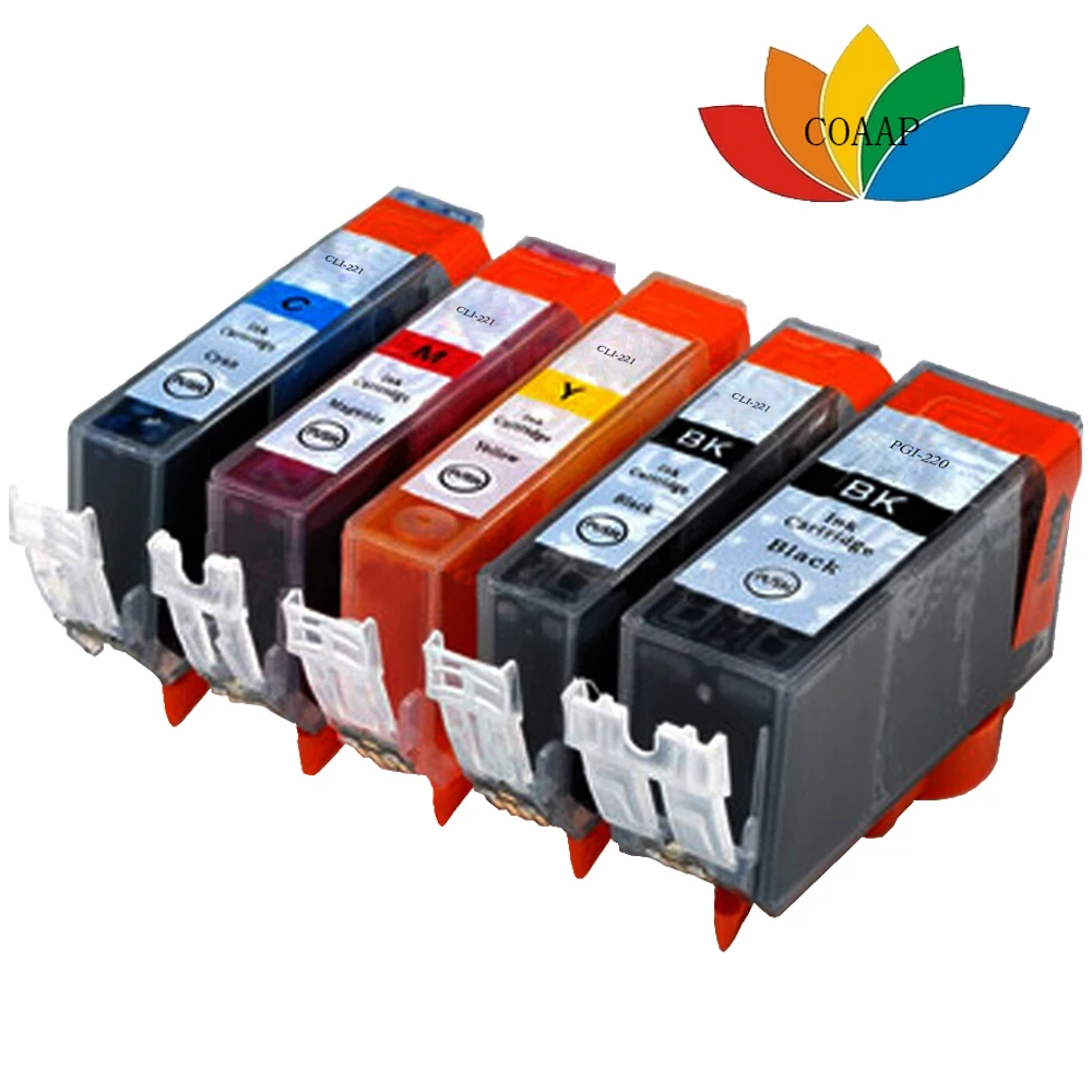 

5pk PGI 220 CLI 221 compatible ink cartridge for canon Pixma ip3600 ip4600 ip4700 MP560 MP620 MP630 MP640 MP990 MX860 MX870