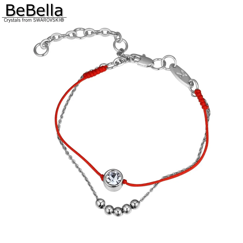 BeBella 2 слоя тонкий красный шнур веревочная нить линия браслет с кристаллами от Swarovski модные украшения для женщин девушек