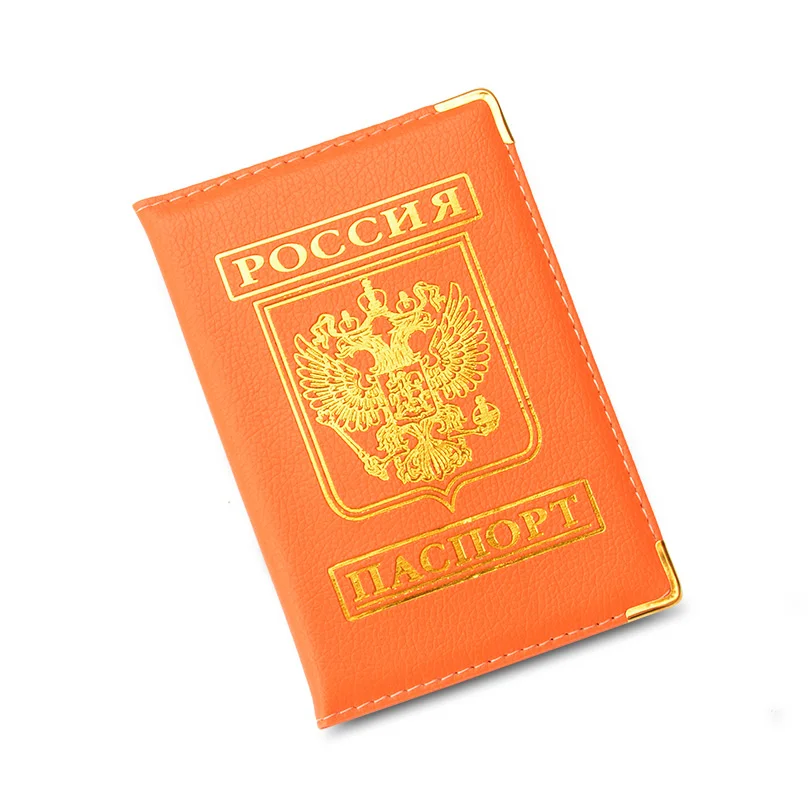 Russia---Orange COHEART, брендовая Обложка для паспорта для большинства стран, искусственная кожа, бумажник для паспорта для мужчин и женщин, сумка для паспорта, тонкая, цена - Цвет: Russia---Orange