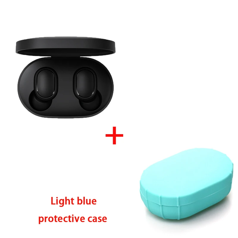 Xiaomi Redmi Airdots TWS Bluetooth 5,0 наушники стерео басы Eeadphones с микрофоном Handsfree наушники управление AI - Цвет: black add Light blue