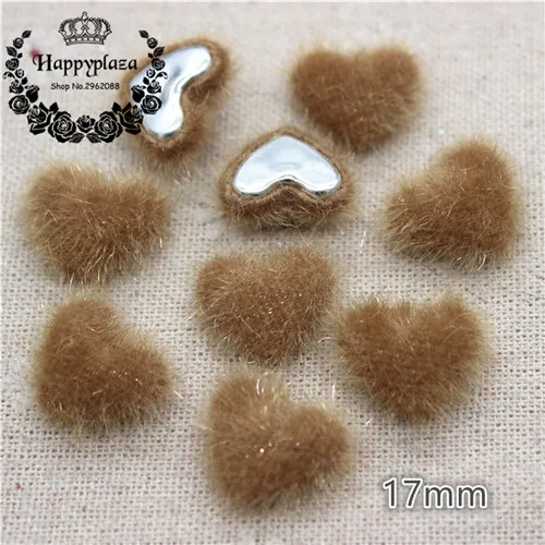 brown 50pcs 50 шт смешанные цвета, харии, ткань, покрытая сердечками, пуговицы, домашний сад, плоский с оборота, кабошон, ремесла, скрапбукинг, сделай сам, 14*17 мм - Цвет: brown 50pcs