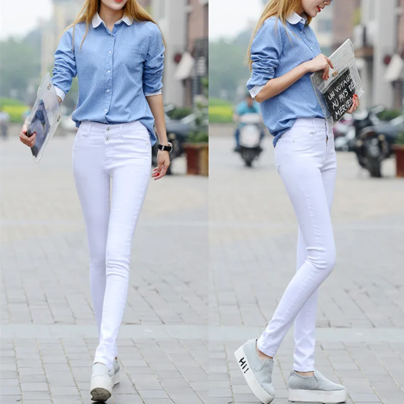 Женские узкие джинсы с завышенной талией повседневные синие джинсы-карандаш и