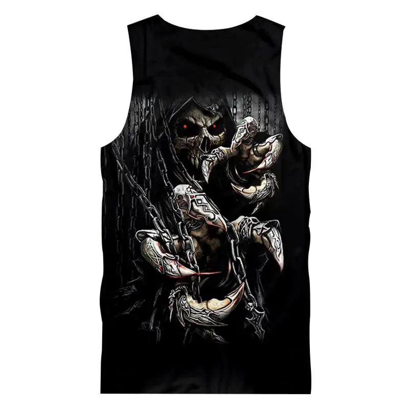 Мужской повседневный жилет UJWI без рукавов с принтом брелок черепом 3d майка для