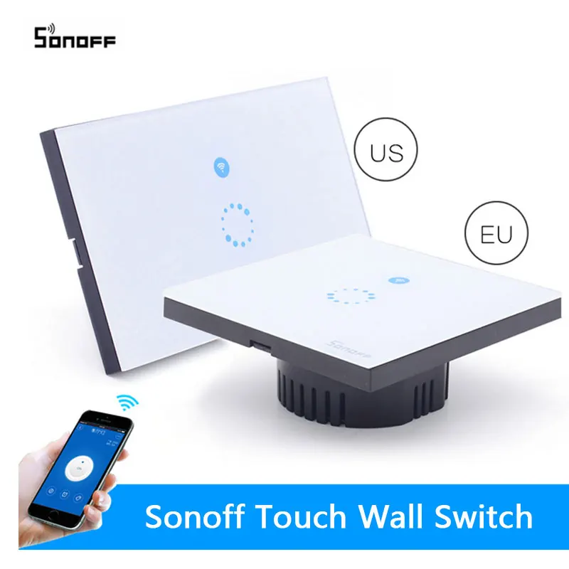Интеллектуальный выключатель света Sonoff Wifi сенсорный Роскошные Glass1 Gang1Way стены